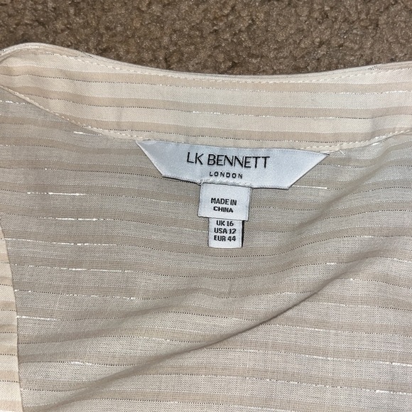 LK Bennett Hendrick Beige and Silver Stripe Cotton Dress 12 - Picture 13 of 14